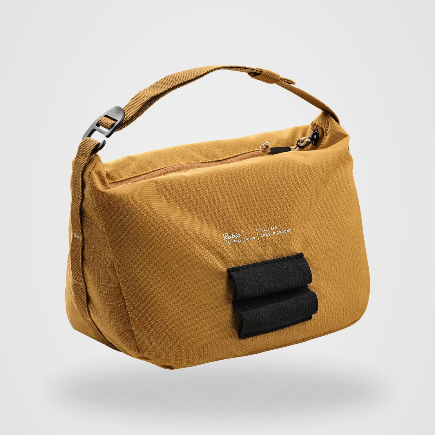 Sac à magnésie pour bloc avec grande ouverture en nylon jaune 3/6