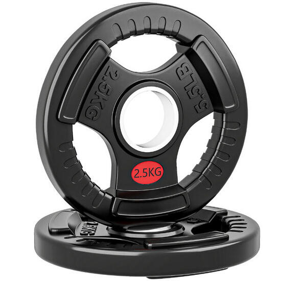 SPORTNOW Set Dischi Pesi 2x2.5kg con Foro 5cm e 3 Impugnature Acciaio e Plastica