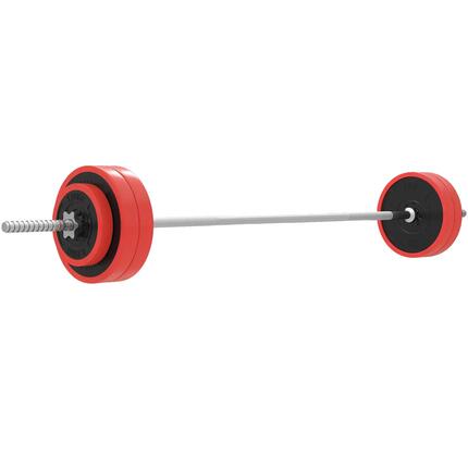 Kit de musculation - Fitness - Barre et disques modulables 30 kg - Rouge