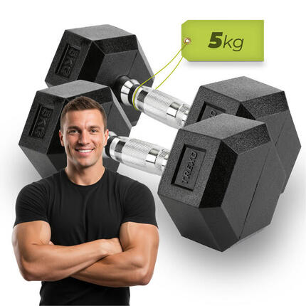 Hantel ogumowany XTREXO Hex 5 kg