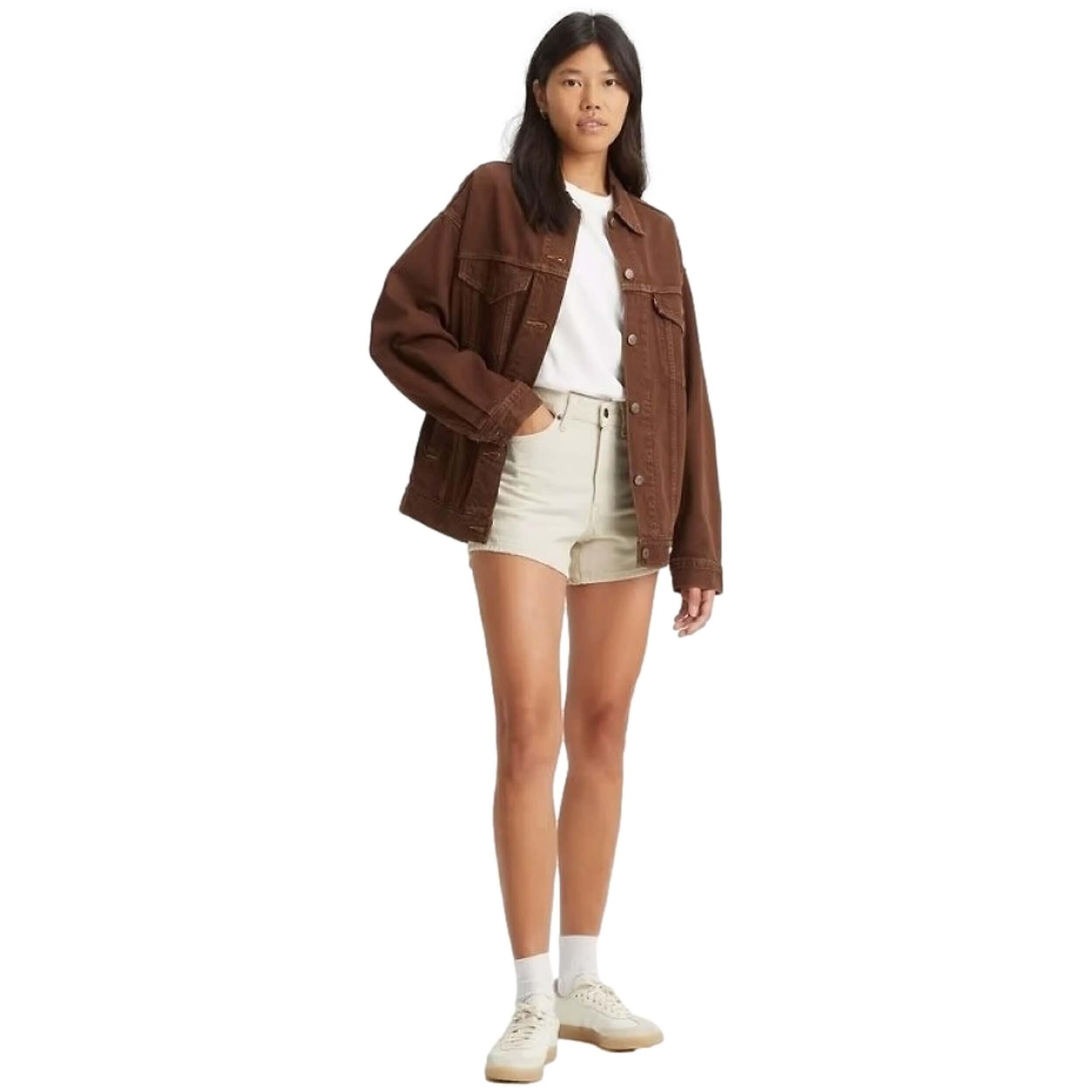 Kurze Hose für Damen Levis 80's Mom Beige. 5/5