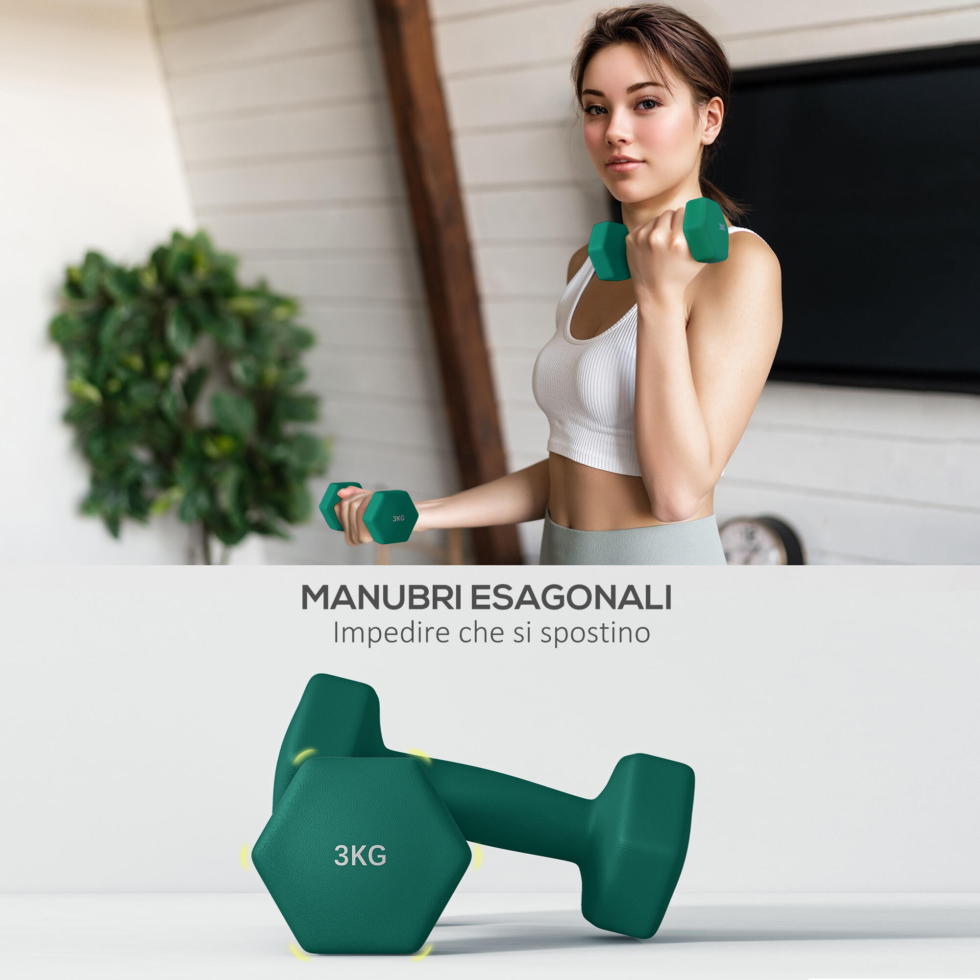 SPORTNOW Set 6 Manubri Pesi con Supporto in Metallo e Plastica Multicolore 7/7
