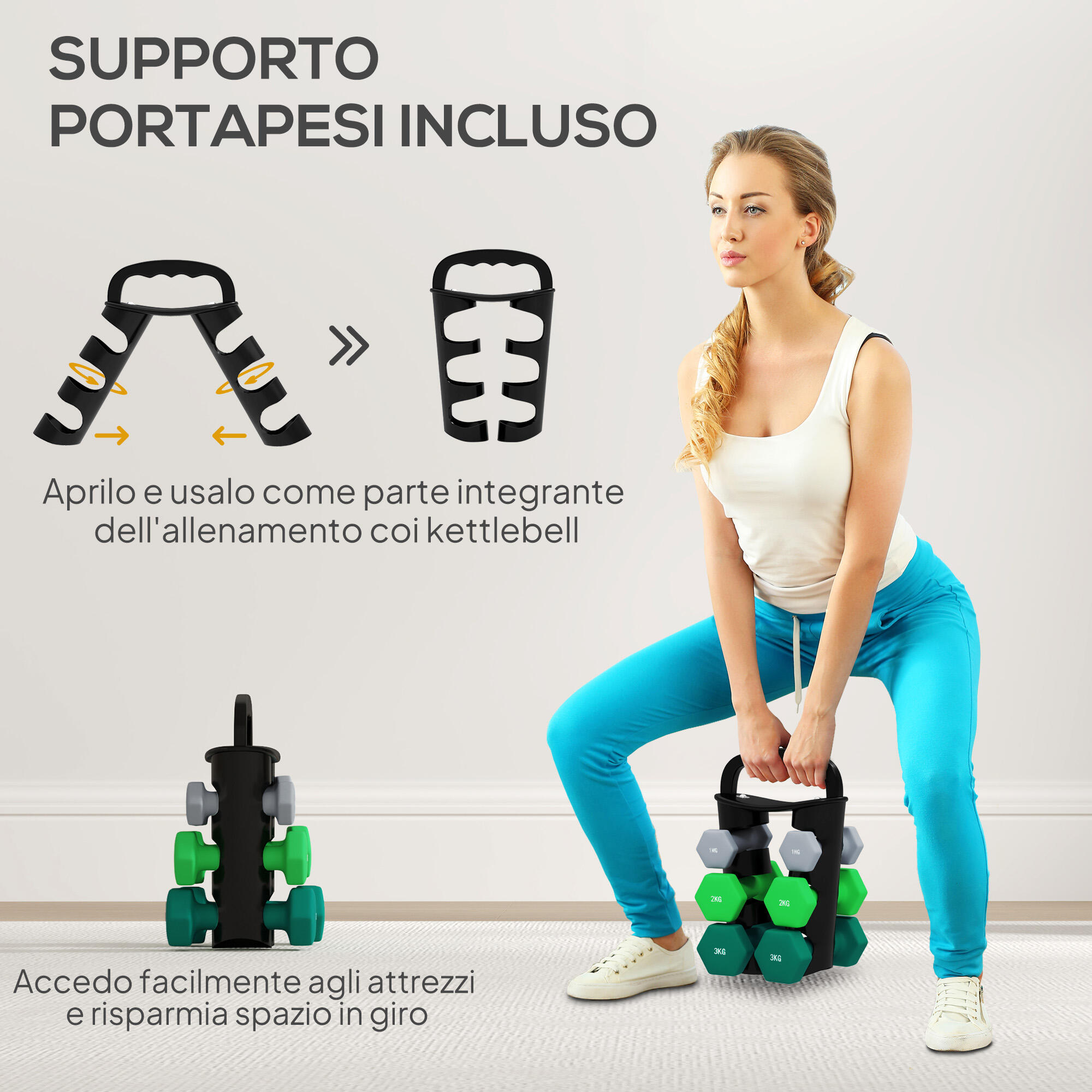 Set Di Manubri Con Barra Di Collegamento, Manubri Corti Peso Esagonale Per Allenamento Fitness Sollevamento Pesi 96450114