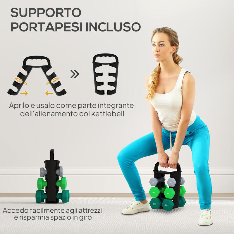 SPORTNOW Set de Gantere, 2x1 kg, 2x2 kg, 2x3 kg, Antrenament Fitness Acasă