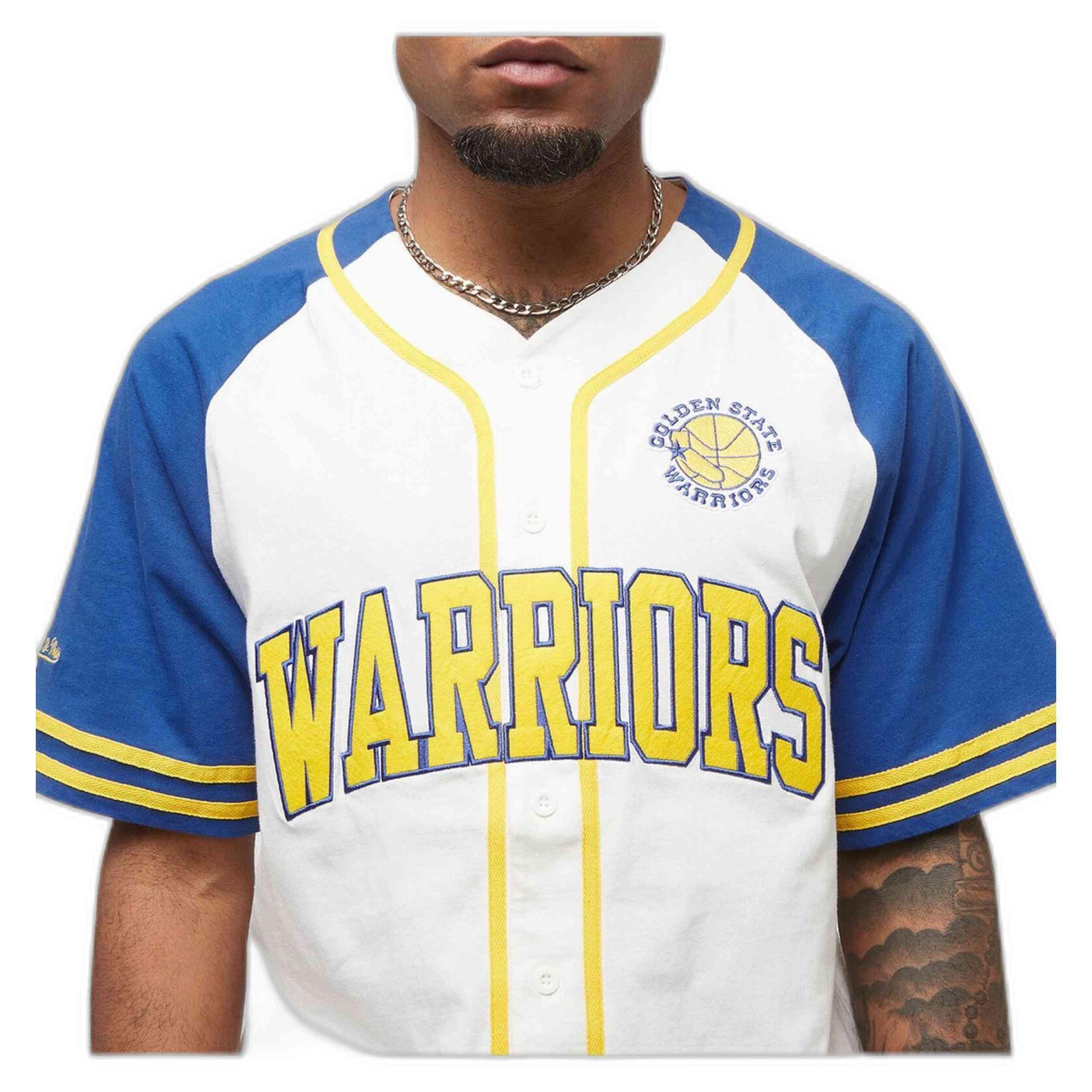 Maillot de basket Mitchell & ness modèle TBTF4994-GSWYYPPPWHIT pour unisexe 3/4