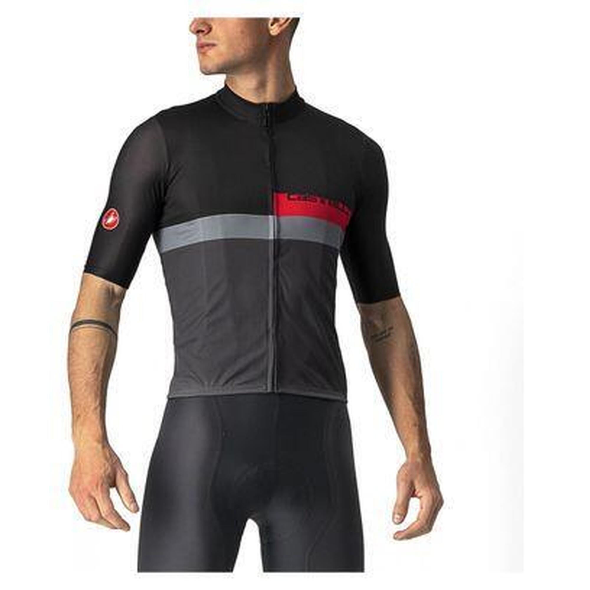 Castelli - Maillot Manches Courtes Castelli A Blocco Noir / Gris - Maillot Manches Courtes - Gris|noir|rouge - Decathlon