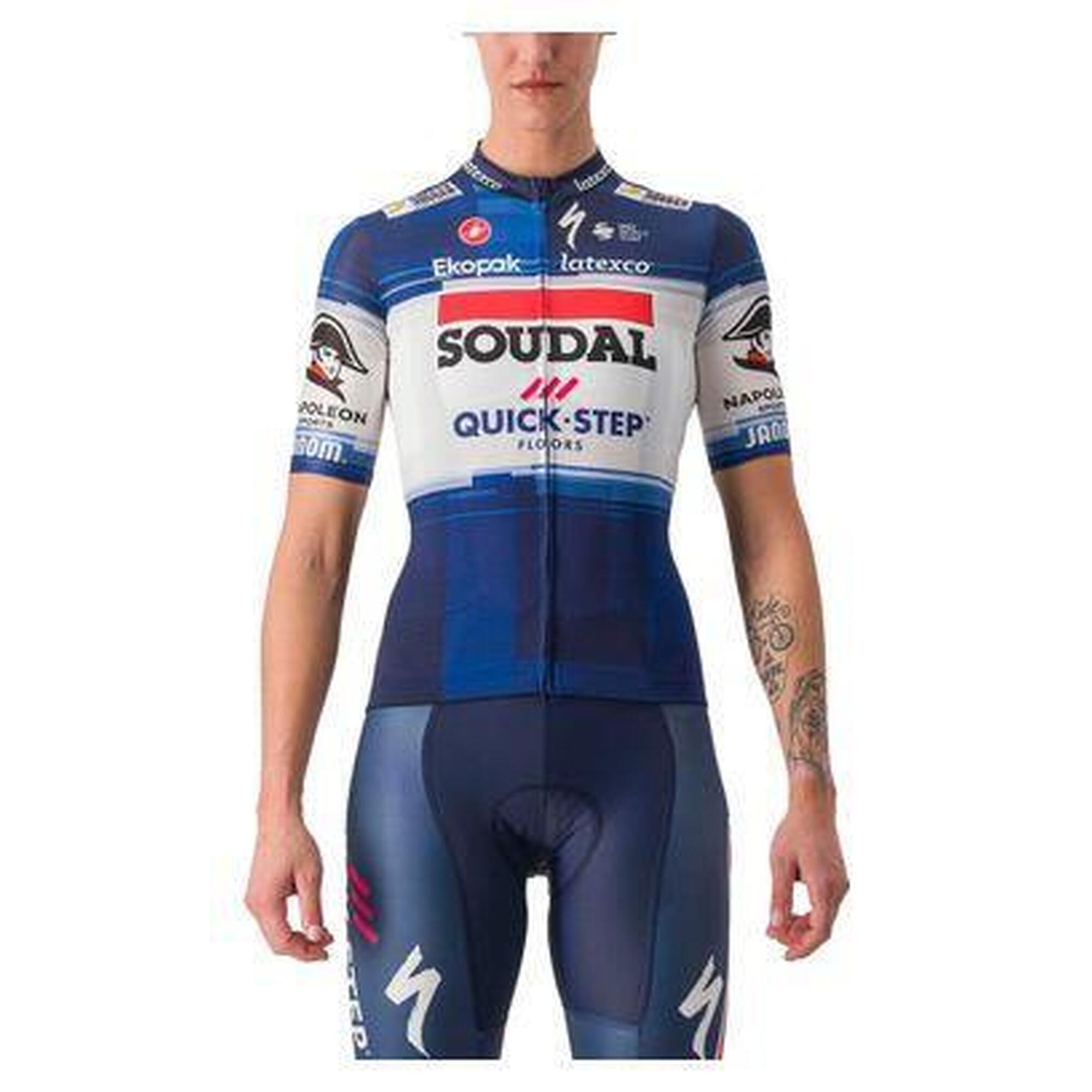 Castelli - Maillot Manches Courtes Femme Castelli Competizione 2 Soudal Quick Step 2023 Ble - Maillot Manches Courtes - Blanc|bleu - Decathlon