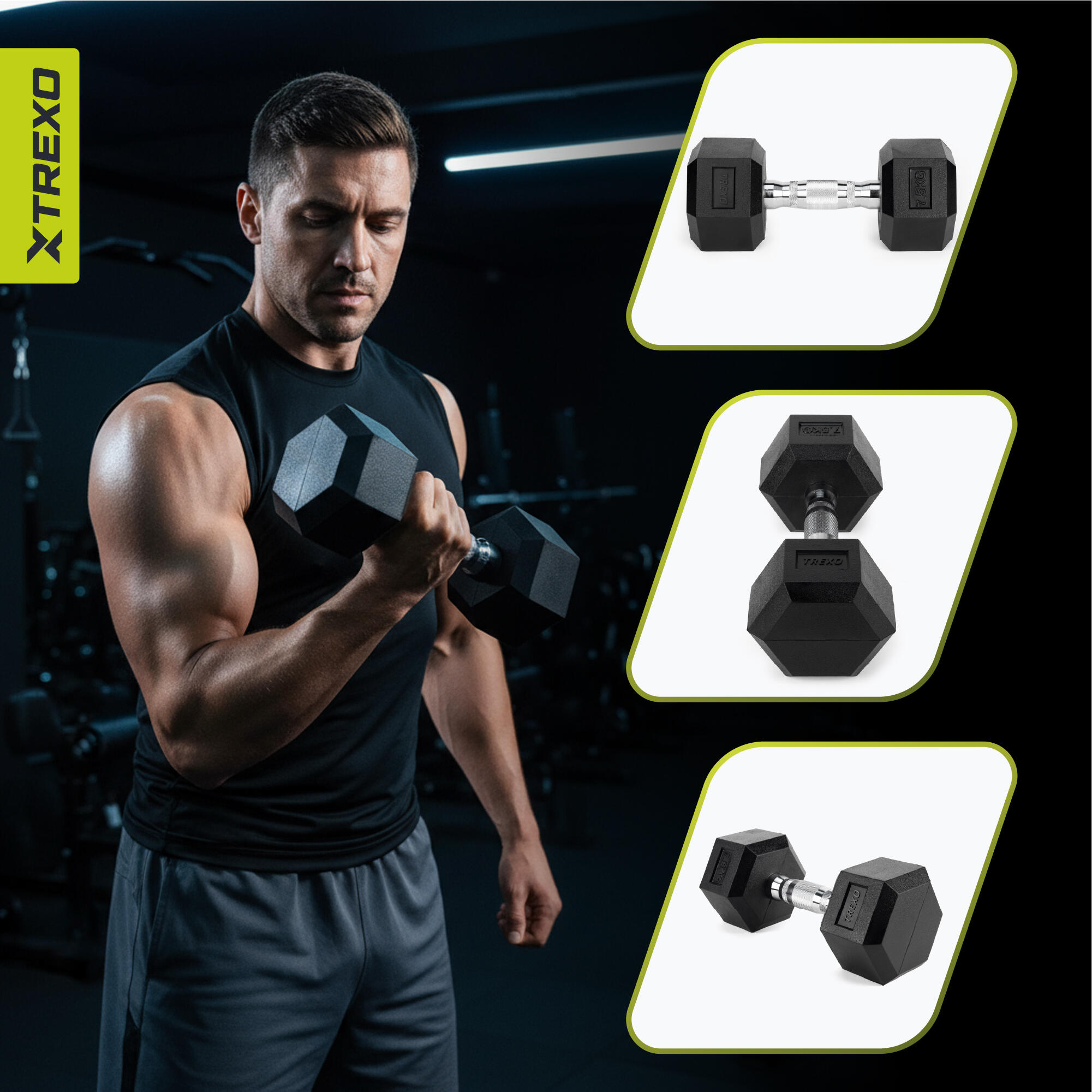 XTREXO Hex rubberen halter 7,5 kg 6/7