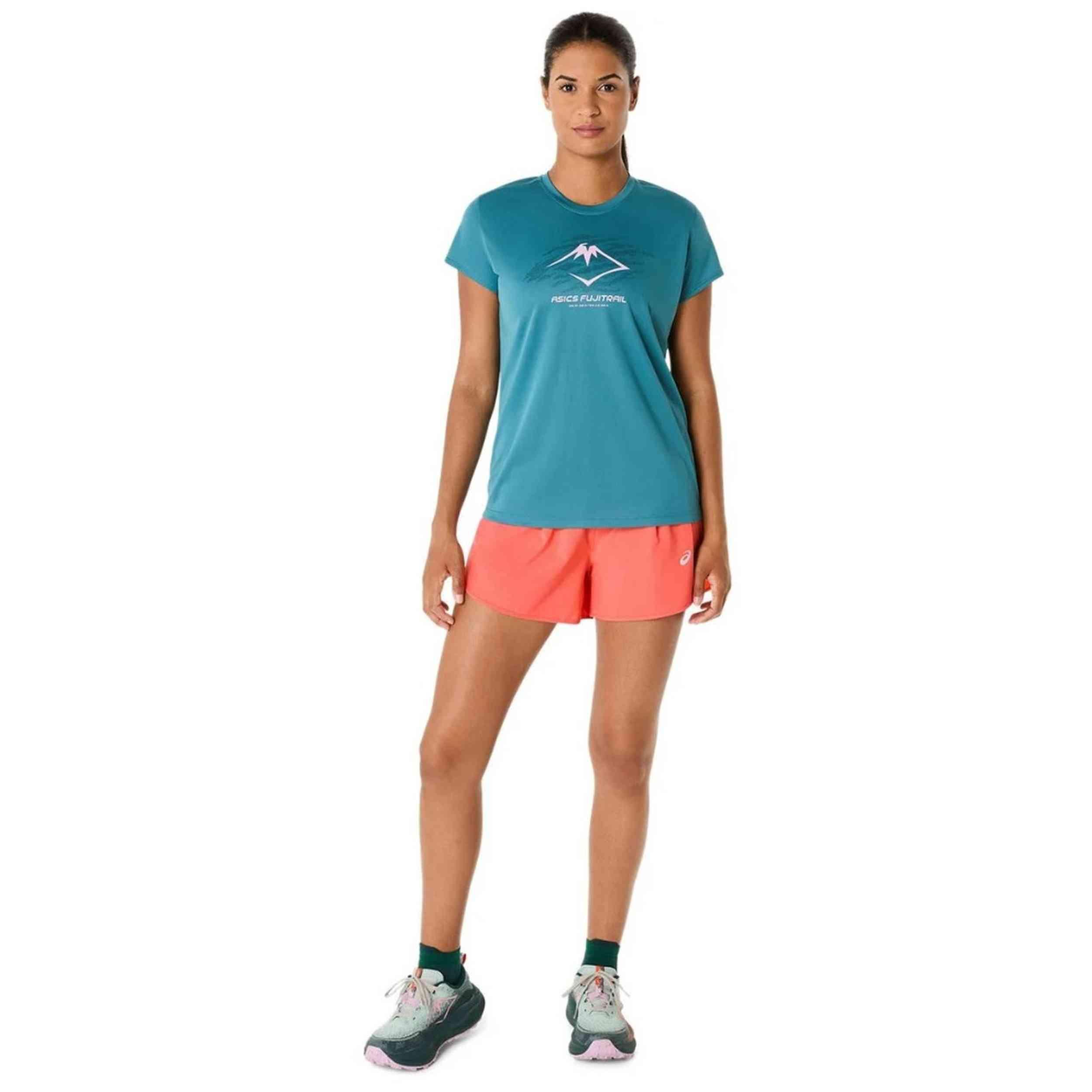 T-Shirt Mulher Asics Fujitrail Logo Ss Top Azul 2/5