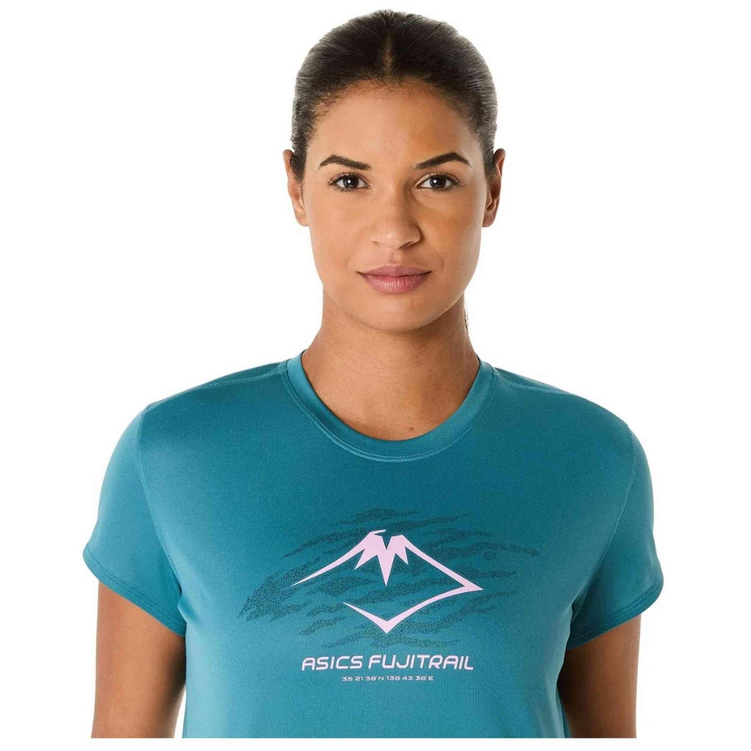 T-Shirt Mulher Asics Fujitrail Logo Ss Top Azul 4/5