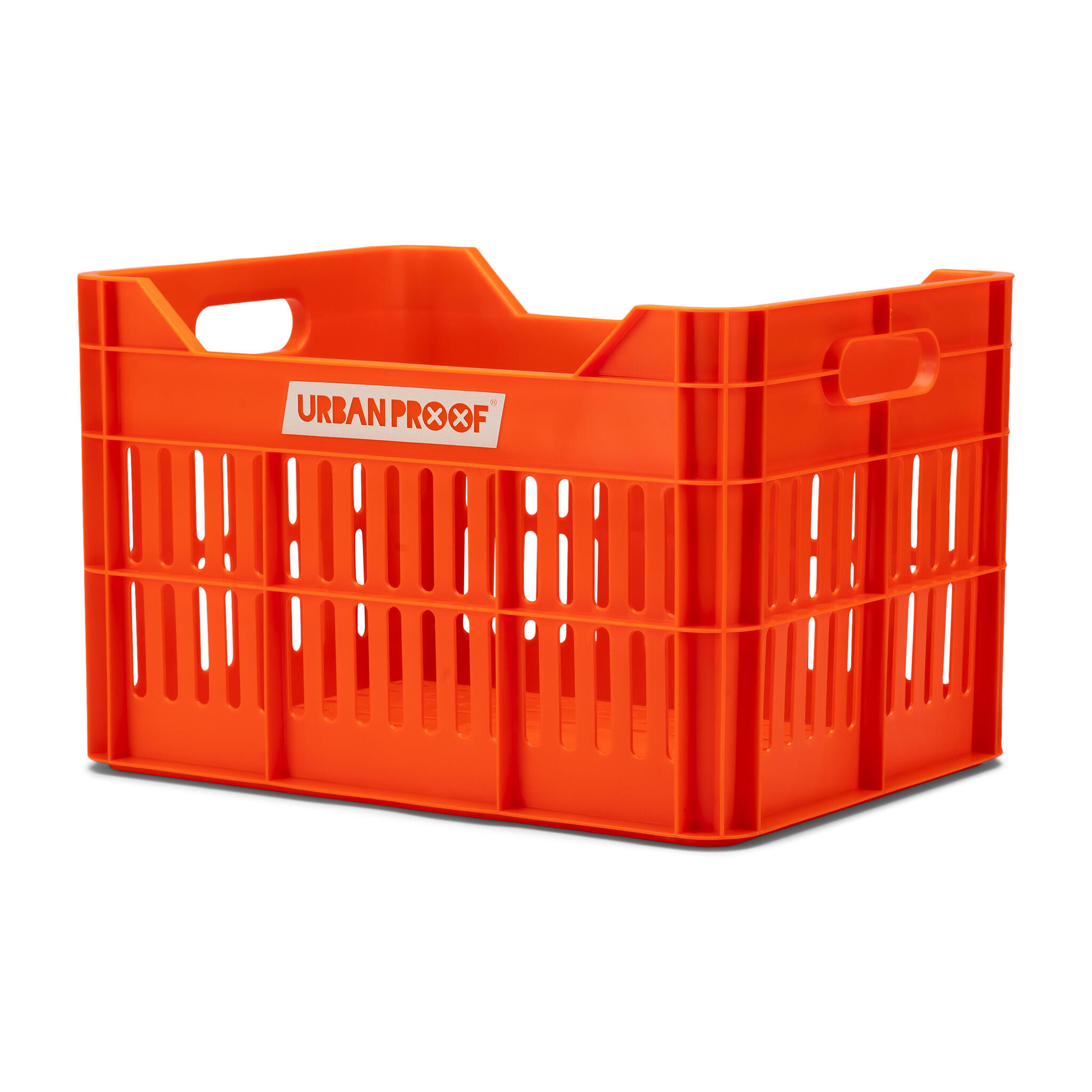 UrbanProof 30L recycled bike crate (RPET) — orange, MIK & AVS compatible. 2/6