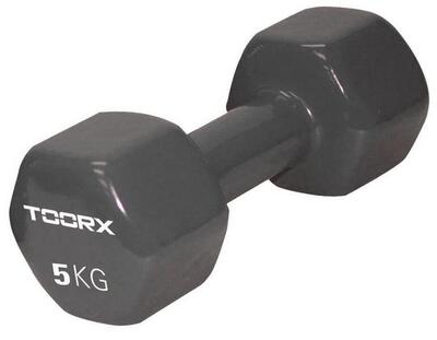 Vinyl dumbbell - per stuk - 5 kg donkergrijs