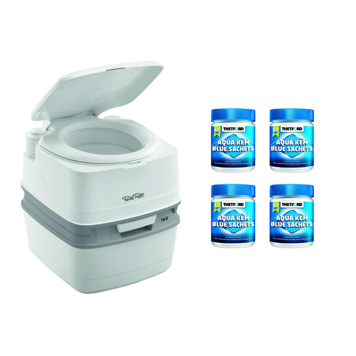 Thetford - Pack Thetford Porta Potti 165 Toilette Portable 21 Litres + 4x15 Sachets - Toilette Chimique - Taille Unique - Decathlon