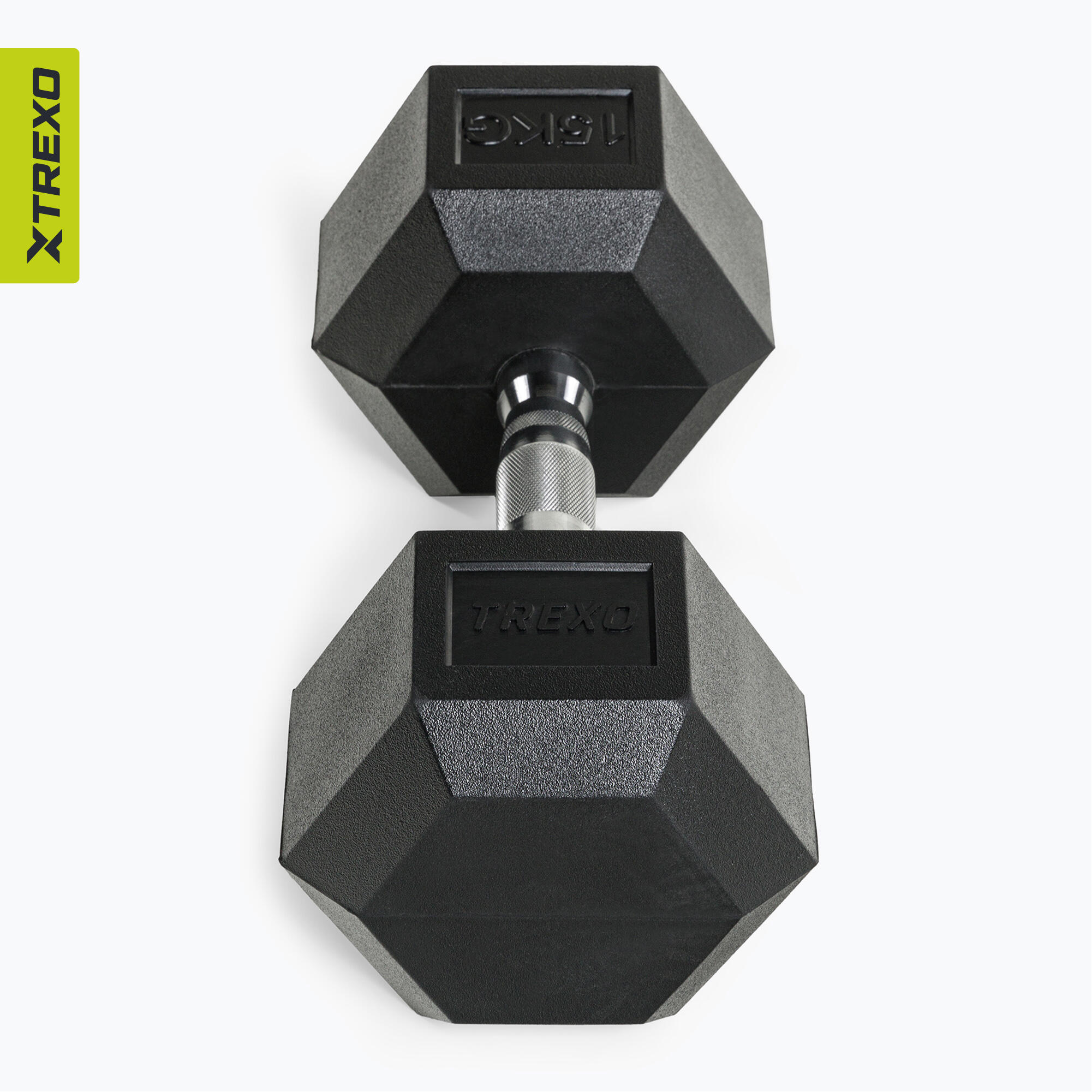 Haltère caoutchouté XTREXO Hex 15 kg 5/7