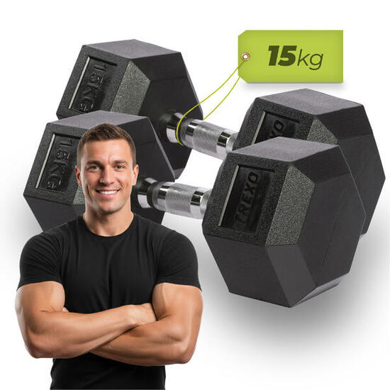 XTREXO Hex gummierte Hantel 10 kg