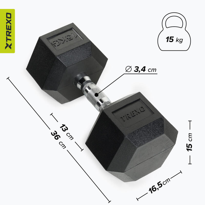 Ghidon cauciucat XTREXO Hex 15 kg