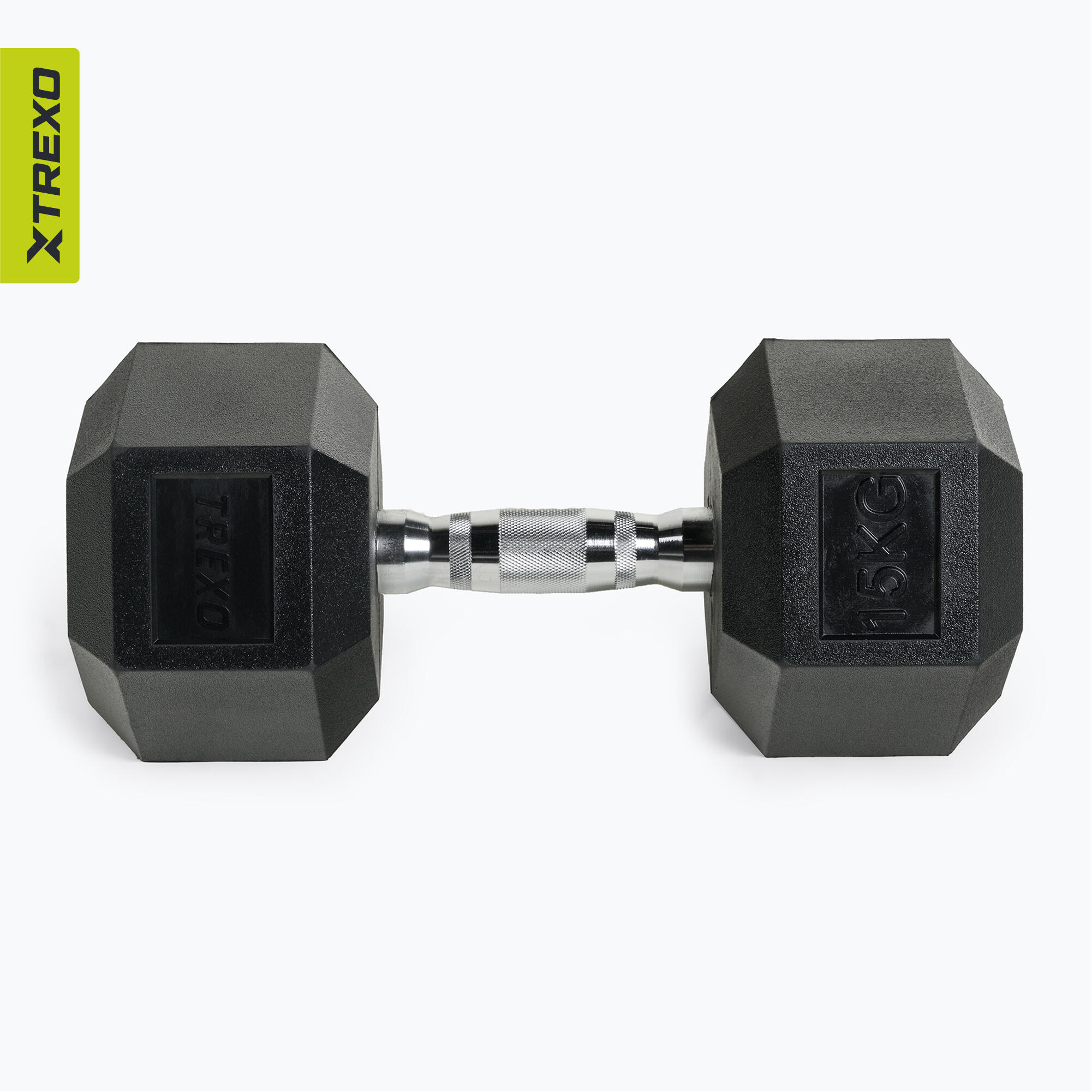 Haltère caoutchouté XTREXO Hex 15 kg 6/7