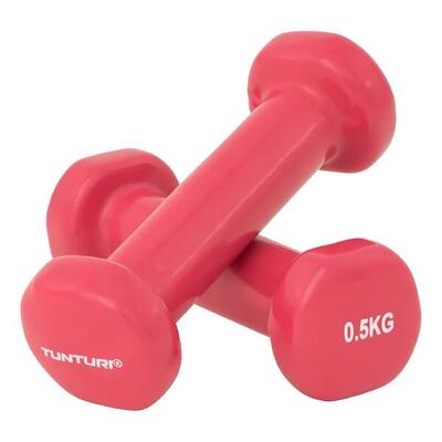 Dumbbell set - vinyl - rood