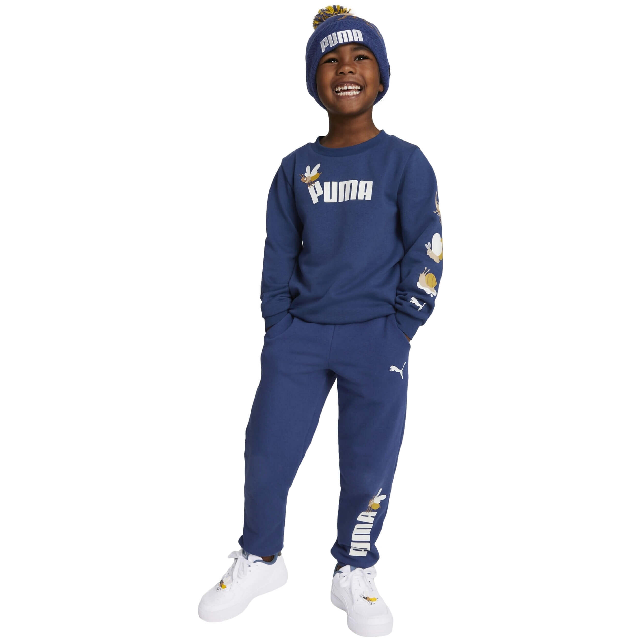 Haricot Puma Small World POM Beanie, Bleu, Enfants 5/5