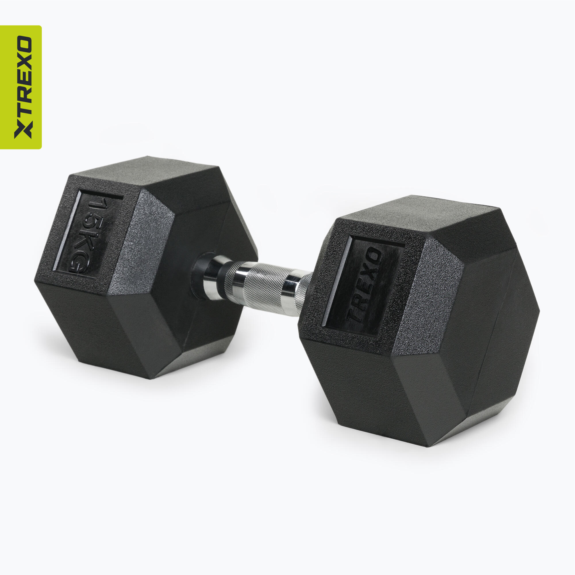 Haltère caoutchouté XTREXO Hex 15 kg 4/7