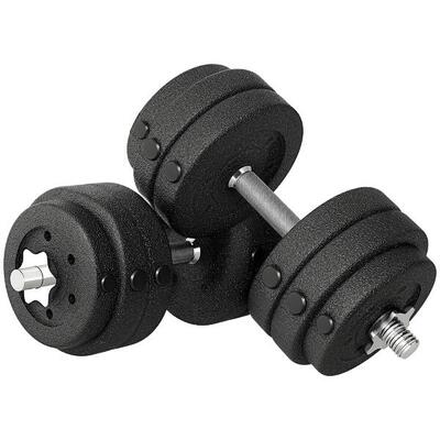 HOMCOM Set 2 Manubri Pesi da 30kg Totali con 12 Dischi in Acciaio e PU Nero