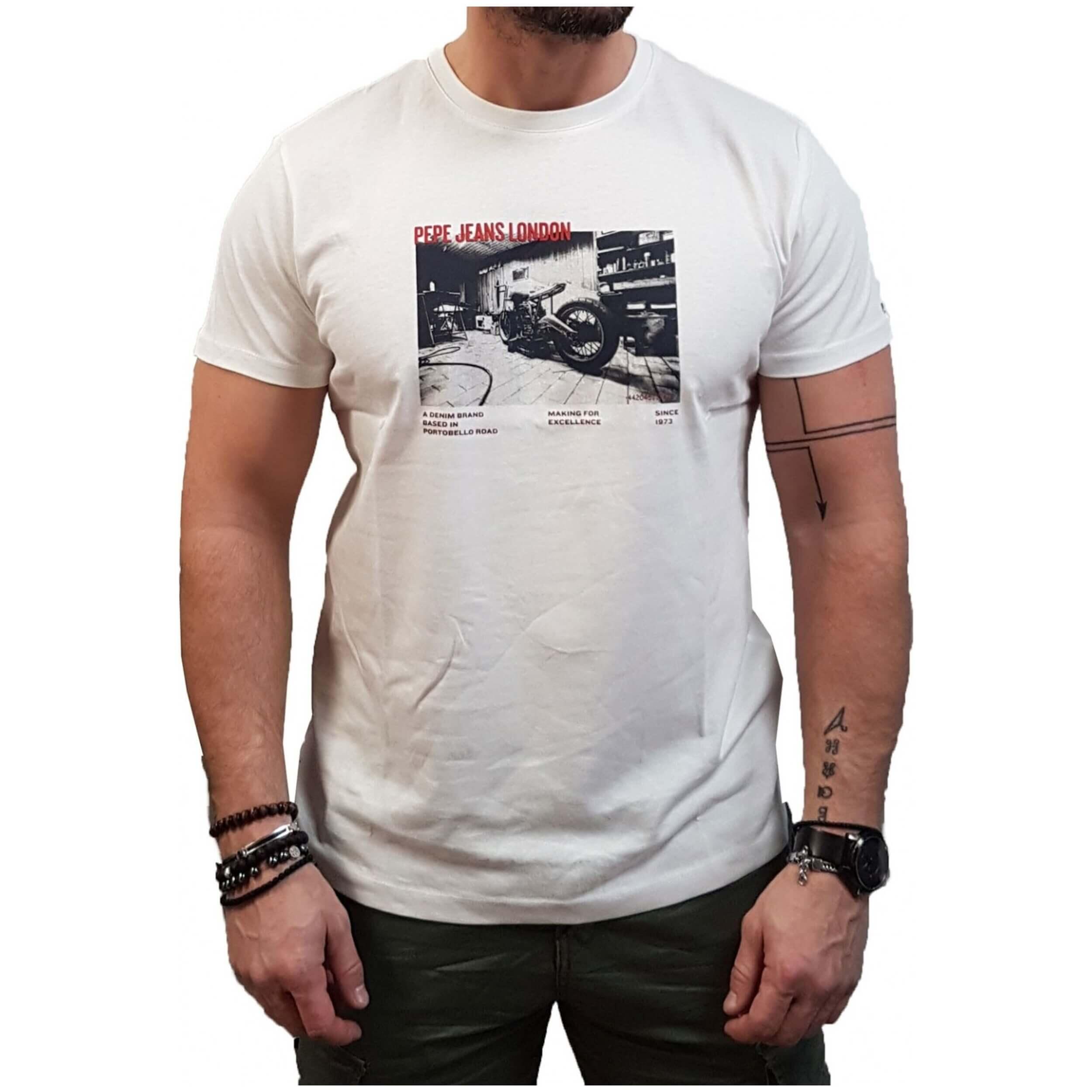 Pepe Jeans - T-shirt Pepe Jeans Modèle Pm508678-800 Pour Homme - T-shirt Manches Courtes - Blanc - Decathlon