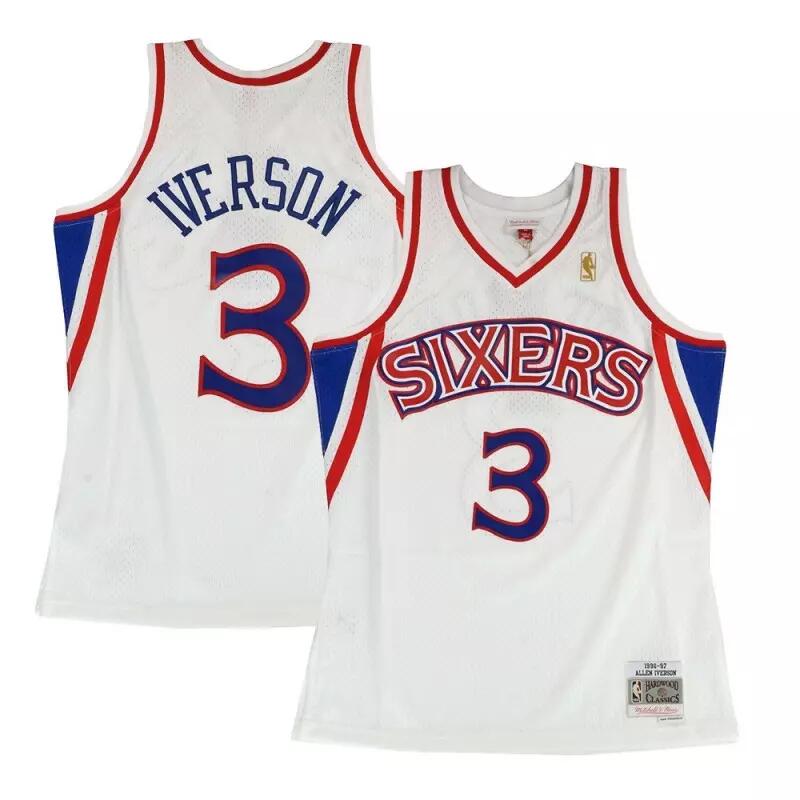 Maillot NBA Allen Iverson Philadelphie Sixers 1996-97 Home Road Mitchell & ness 3/3
