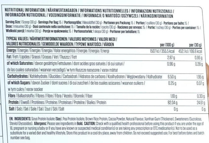 Applied Nutrition Critical Plant (450g) Chocolate - Eiweiße - Veganes Eiweiß 3/3