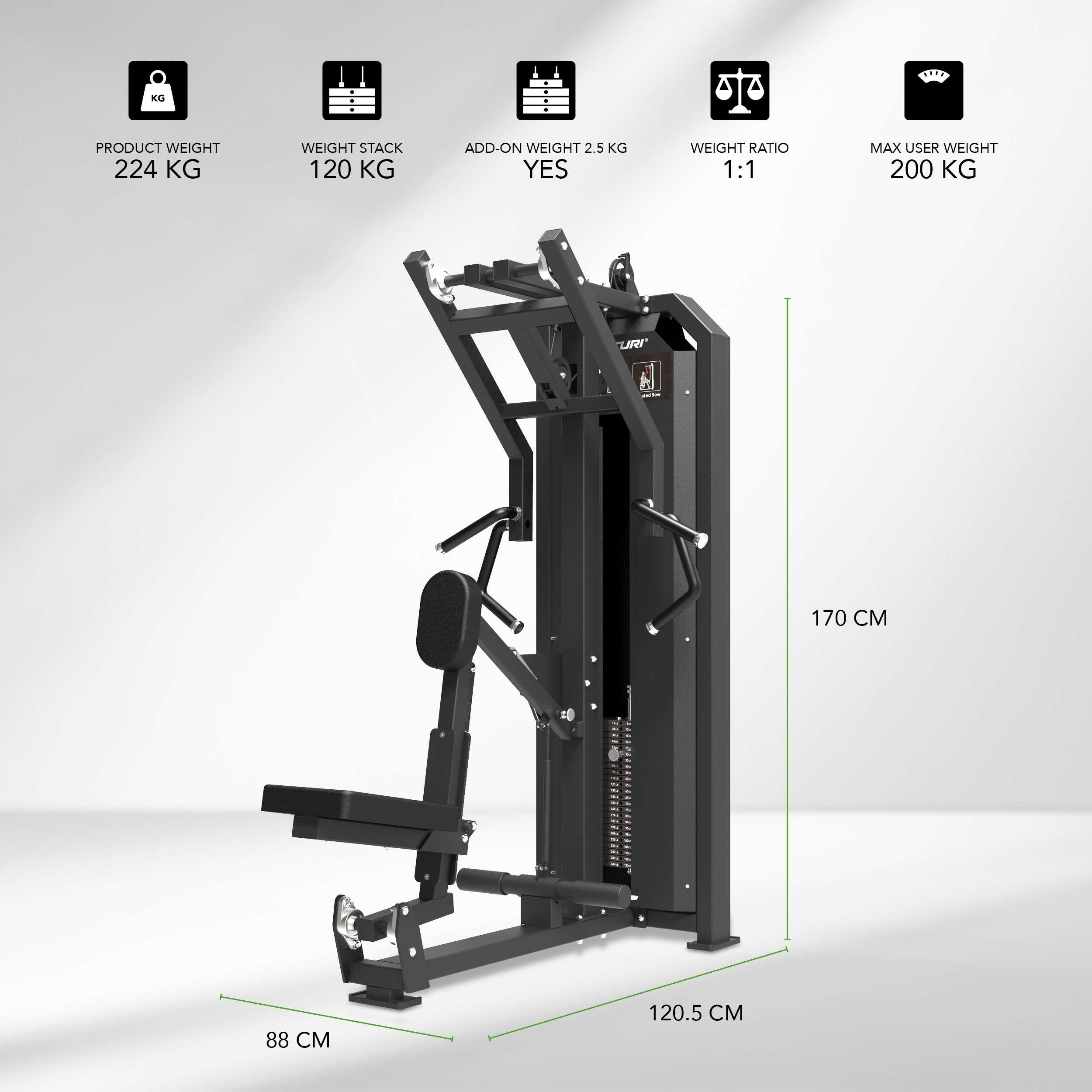 Tunturi Platinum Seated Row/Rudermaschine Kraftstation mit Gewichtsstapel 2/7