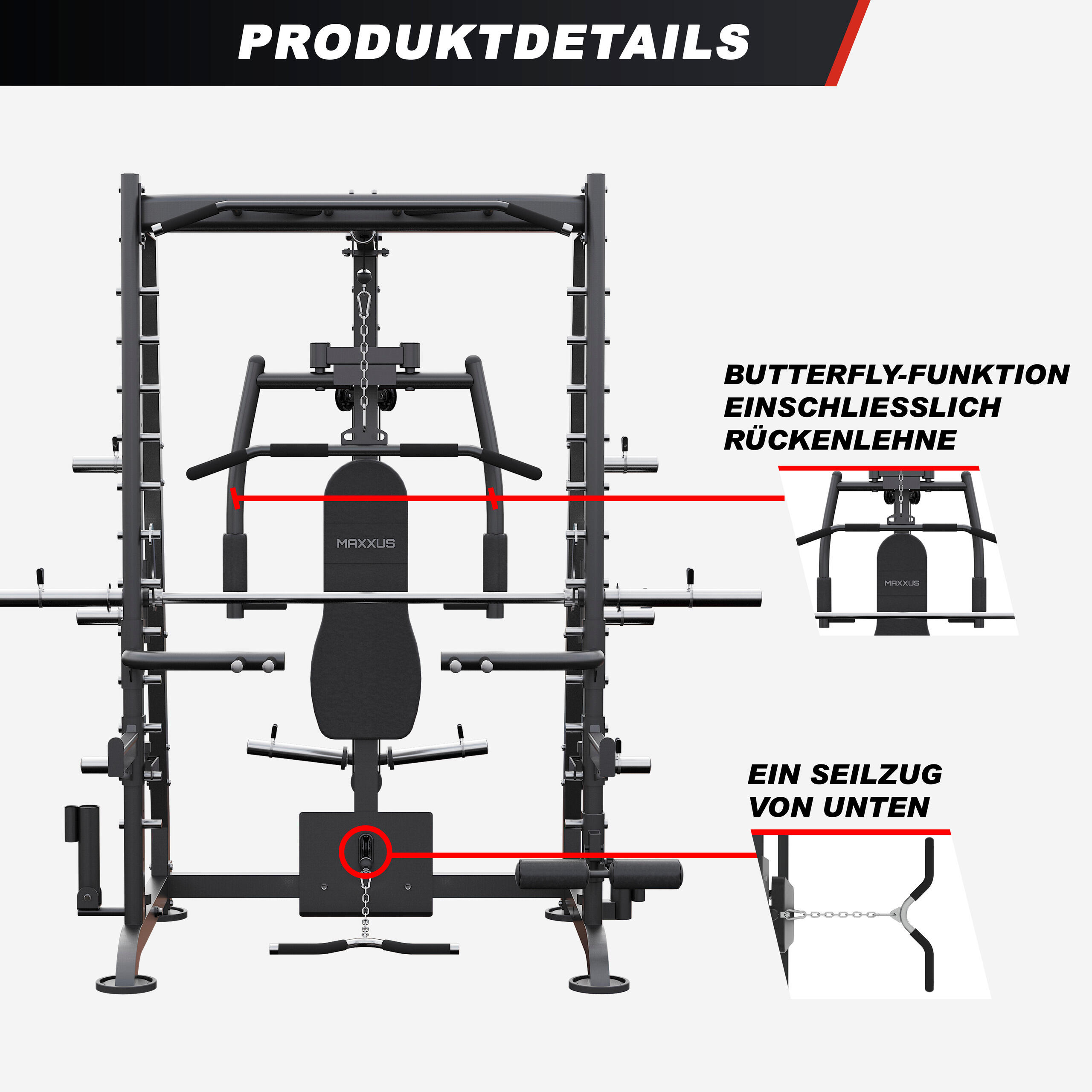 MAXXUS Multipress 8.1 reinforced steel, modular bench 300 kg