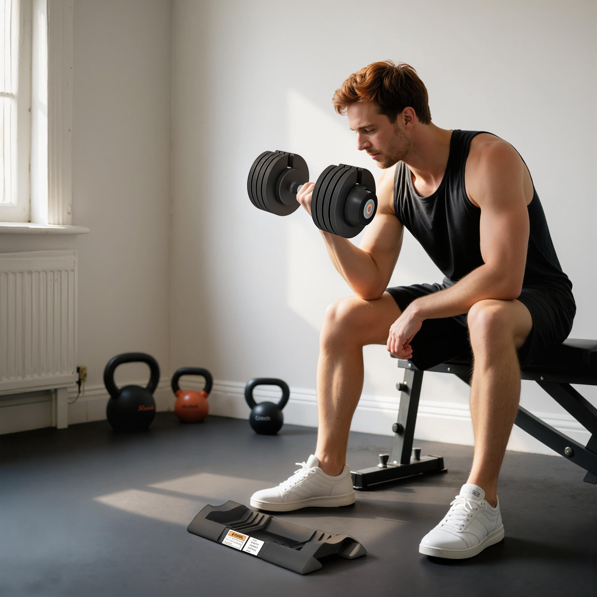 SPORTNOW Pesi Regolabili in Acciaio e ABS 7/13/18/24 kg con Base Nero 2/8