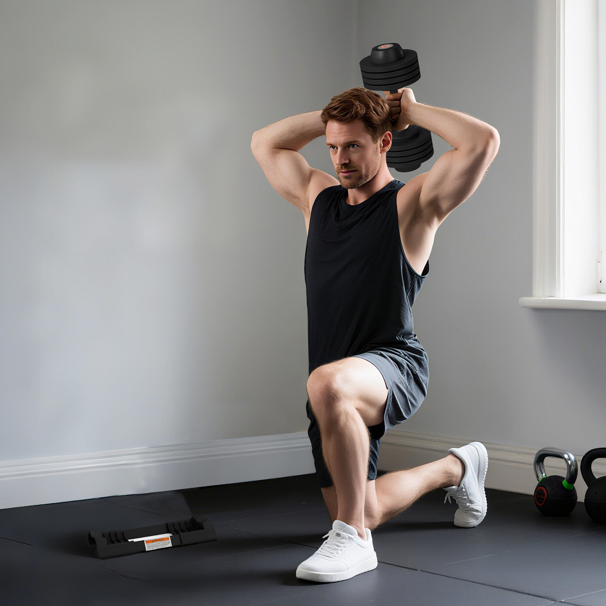 SPORTNOW Pesi Regolabili in Acciaio e ABS 7/13/18/24 kg con Base Nero 7/8