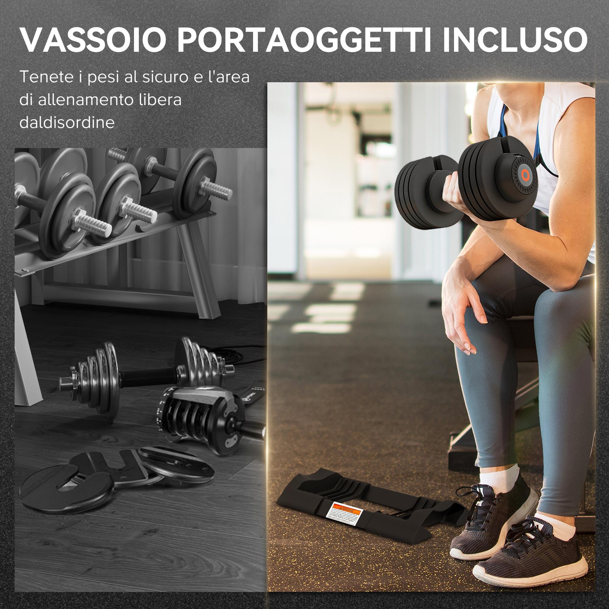 SPORTNOW Pesi Regolabili in Acciaio e ABS 7/13/18/24 kg con Base Nero 5/8