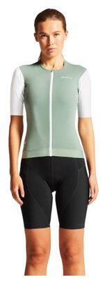 Maillot vélo à manches courtes Craft ADV Aero Vert/Blanc Femme