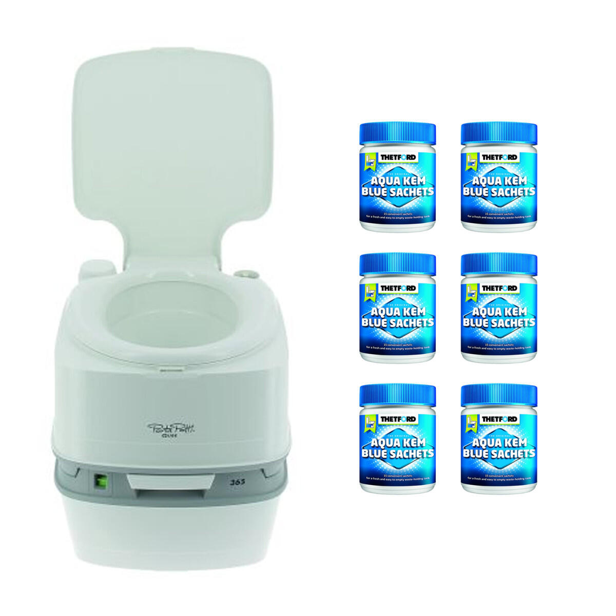 Thetford - Pack Thetford Toilette Portable 21 Litres 100% Autonome + 6x15 Sachets - Toilette Chimique - Taille Unique - Decathlon