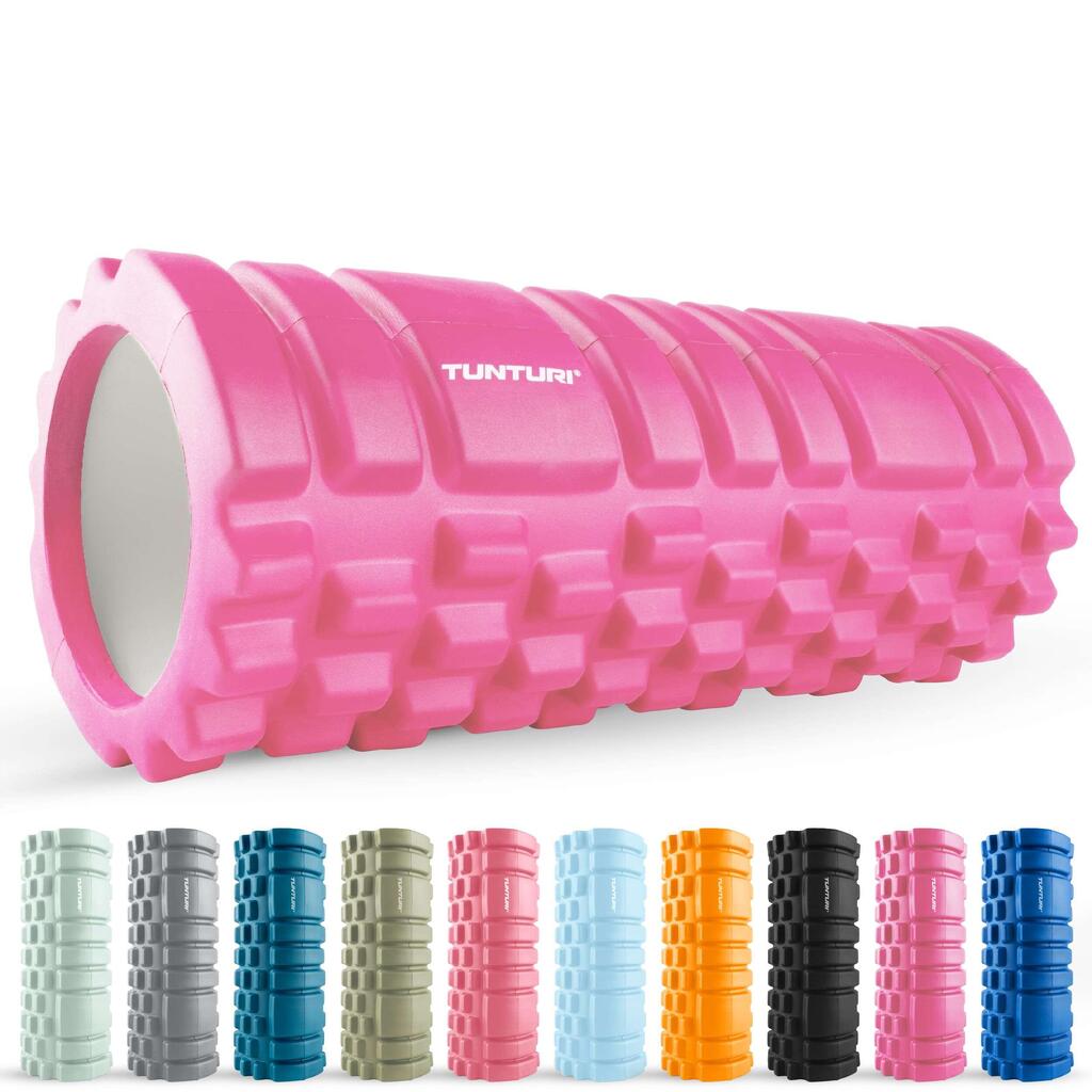 Yoga Grid Foam Roller - Massage Roller 33 cm - Foam Roller - Pink - Free app