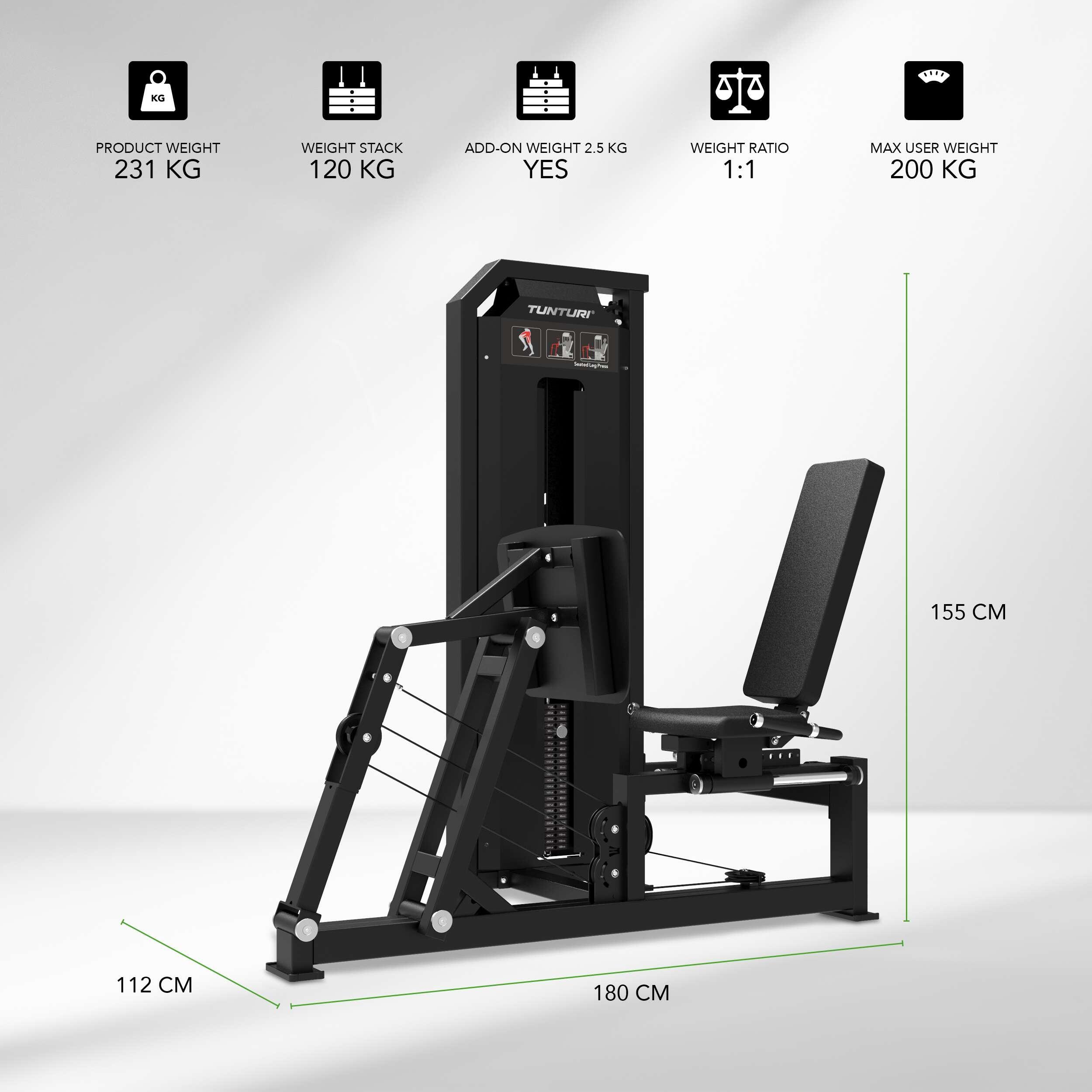Tunturi Platinum Seated Leg Press / Beinpresse mit Gewichtsstapel 2/7