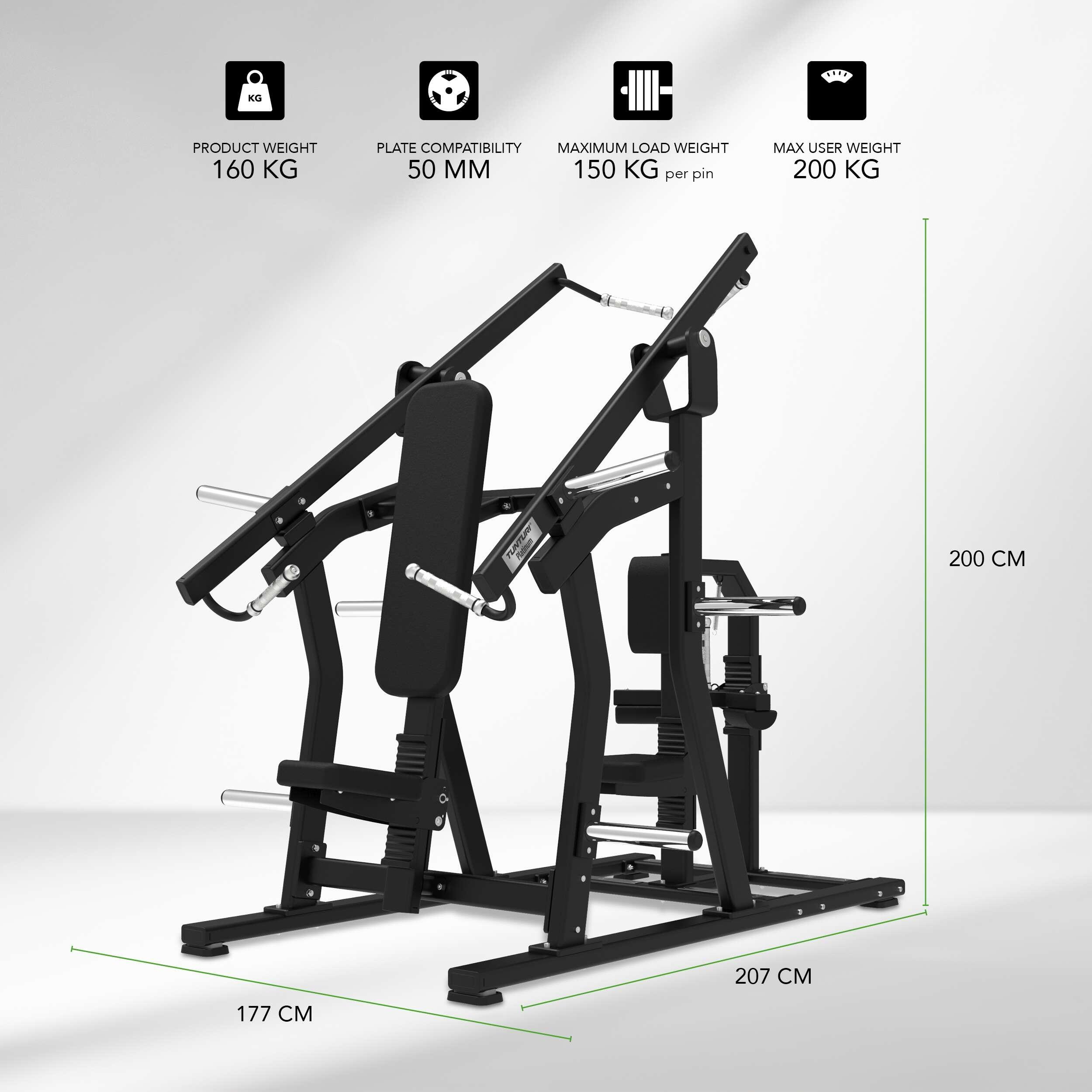Tunturi Platinum Plate Loaded Dual Chest Press & Lat Pulldown 2/7