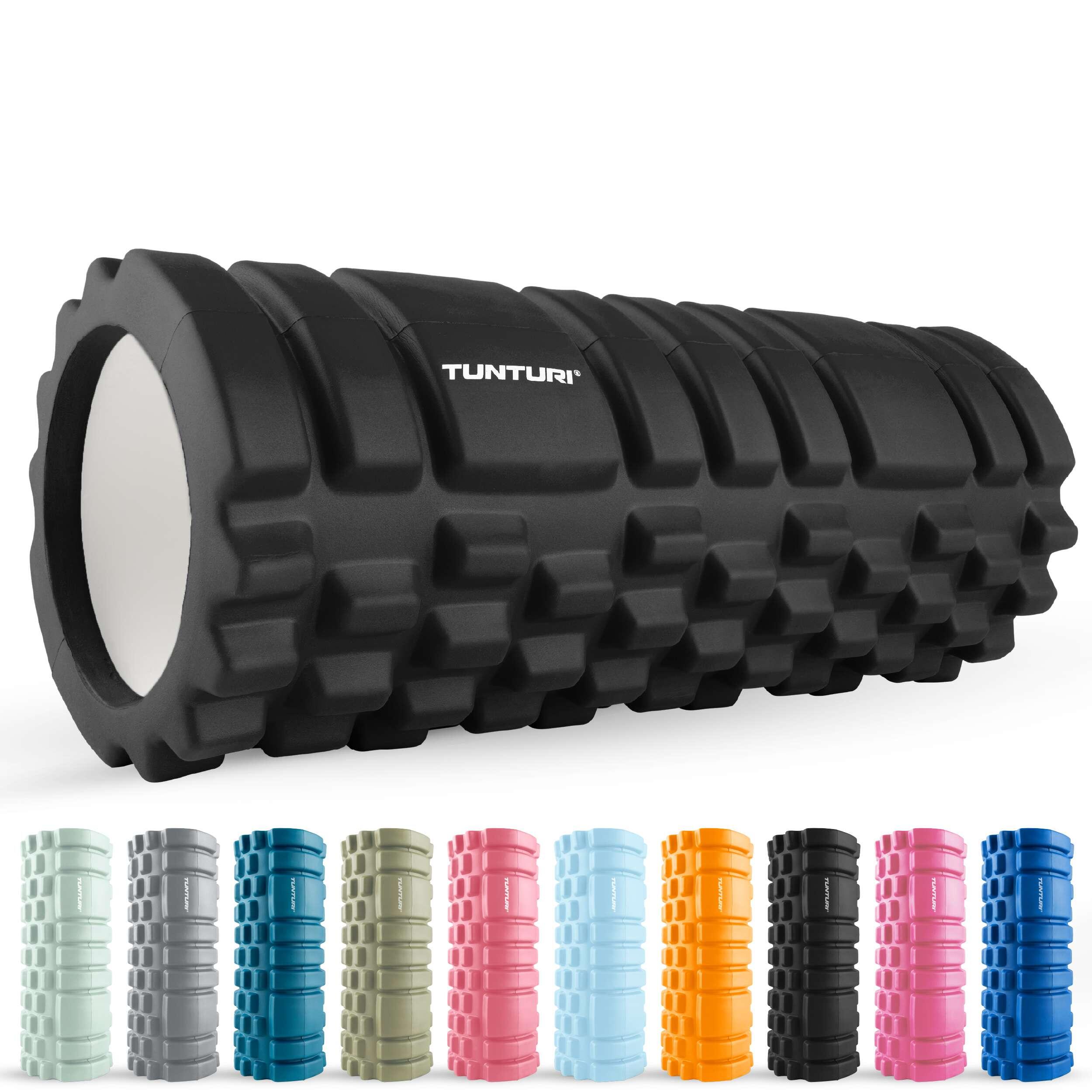TUNTURI Yoga Grid Foam Roller - Massage Roller 33 cm - Fitness Roller - Black - Free app