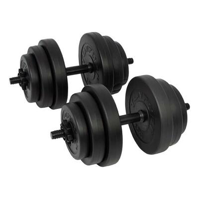 Gewichten - halterset - dumbbell set - 2 stuks - zwart - vinyl