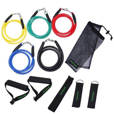 Resistance band set - weerstandsbanden - fitnes elastiek - 5 stuks + accessoires