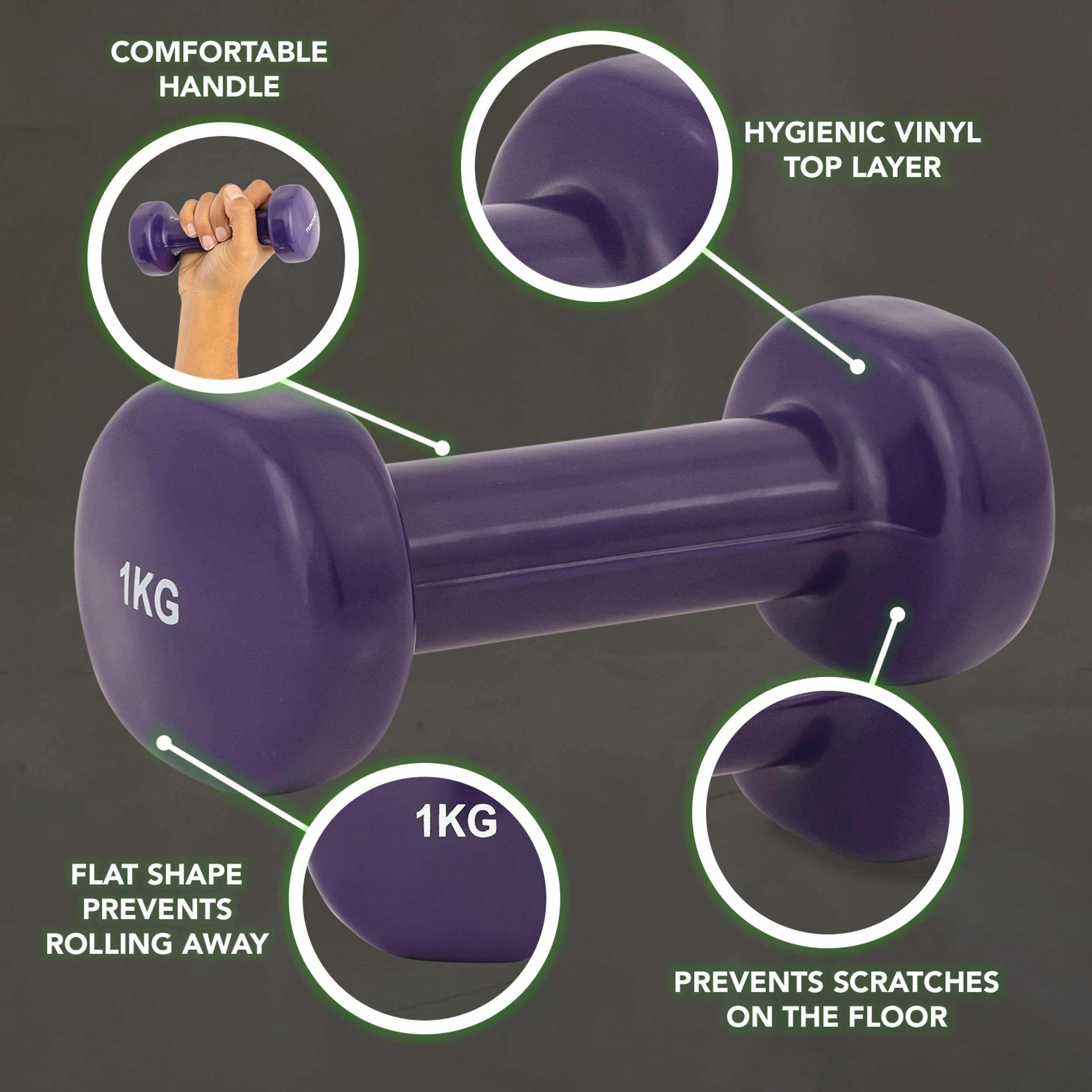 Haltères vinyle 1kg violet, la paire 2/8