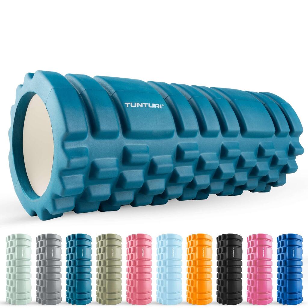 Yoga Grid Foam Roller 33cm - Massage/Fitness Roller - Petrol Blue - Free App