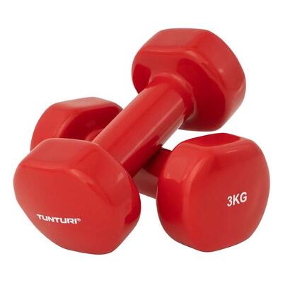 Dumbbell set - vinyl - rood