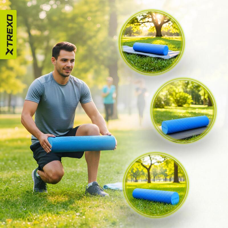 Rouleau De Massage Musculaire TREXO 33cm - Mousse EVA Picots Pour Yoga, Pilates Et Récupération