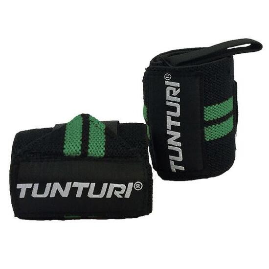 Bandages poignet Tunturi noir/vert, velcro et passant pouce
