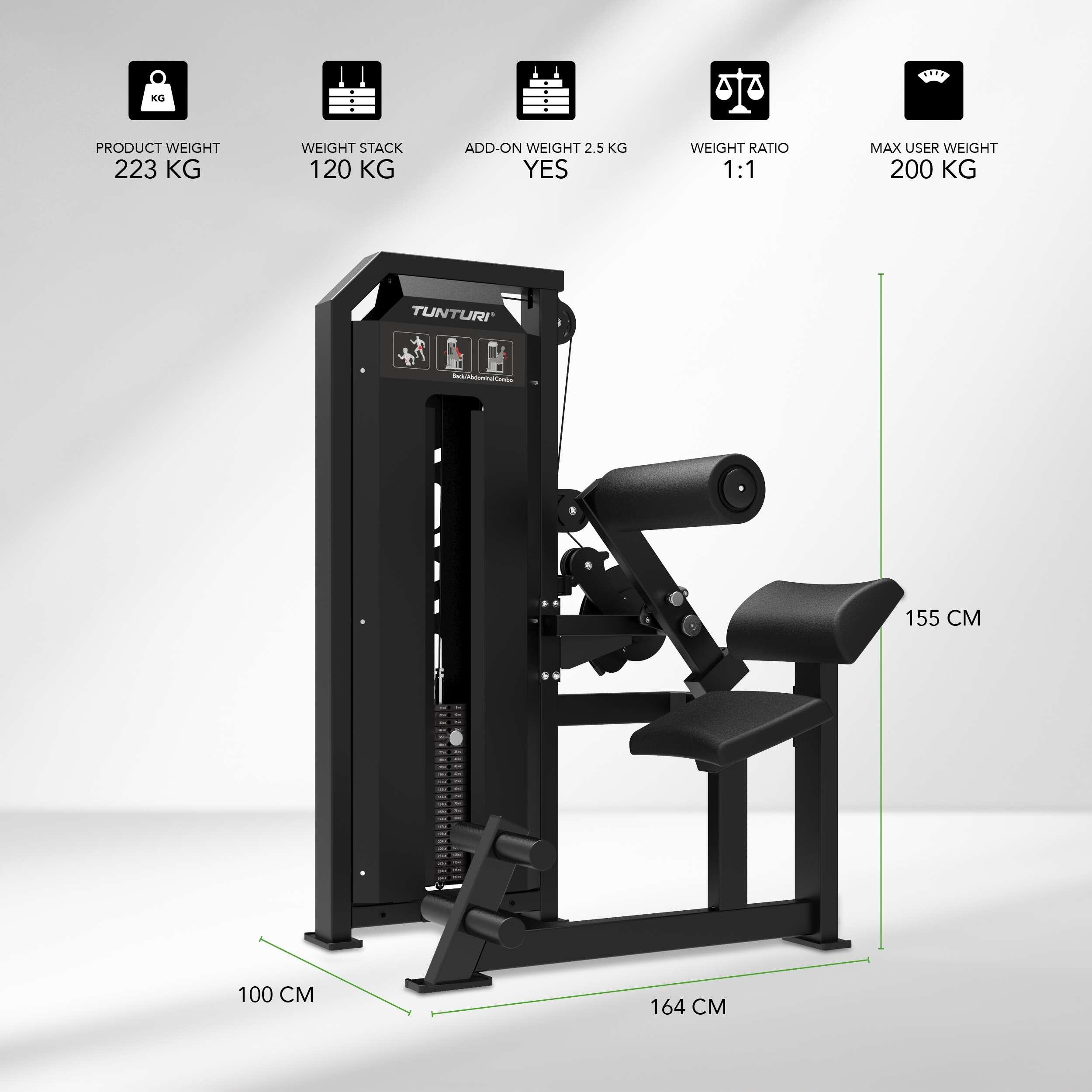 Tunturi Platinum Dual Back/Abdominal Combo mit Gewichtsstapel 2/7