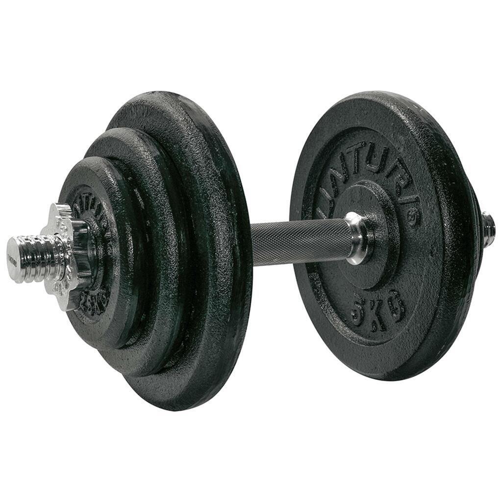 Dumbbell Cast Iron 20kg - Dumbbell Set with Screw Lock - 1 Barbell Bar - 30mm