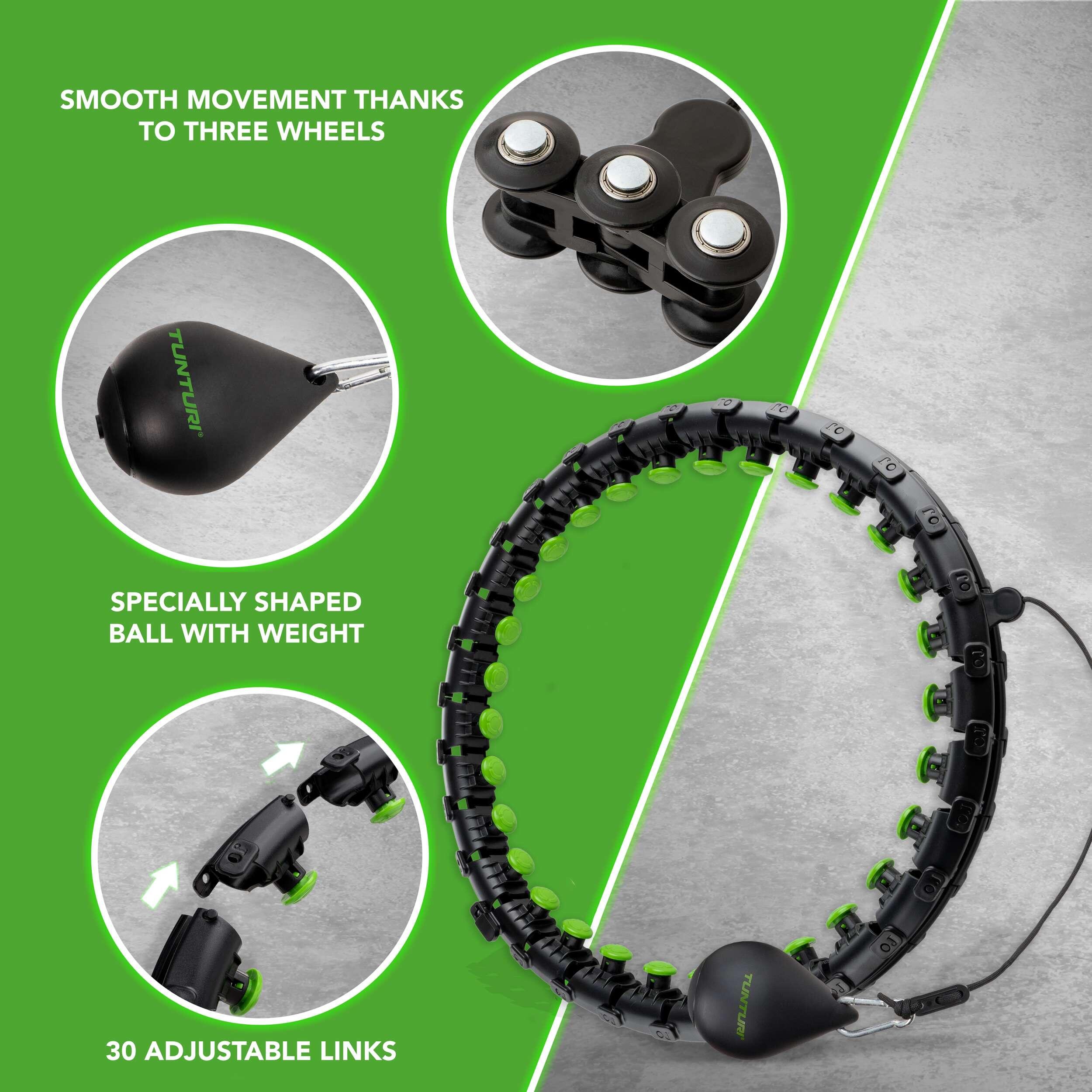 Tunturi Adjustable Hula Hoop 0.4 kg Black Wide with Massage Nodes