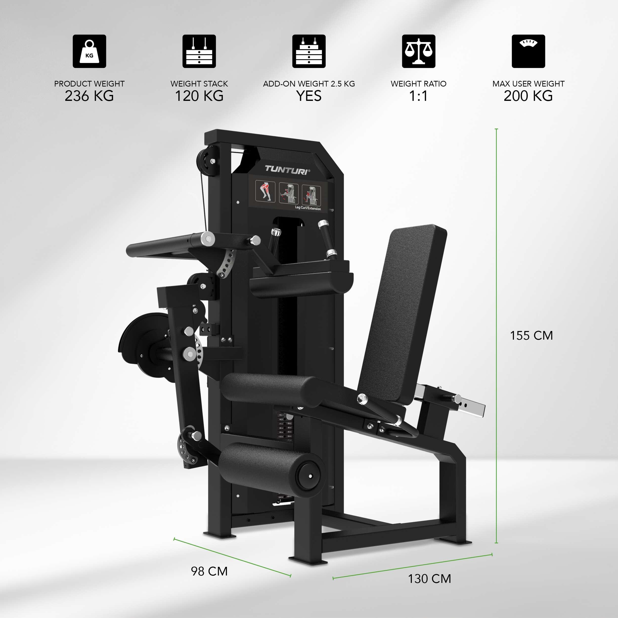 Tunturi Platinum Dual Leg Curl/Extension avec bloc de poids 2/7